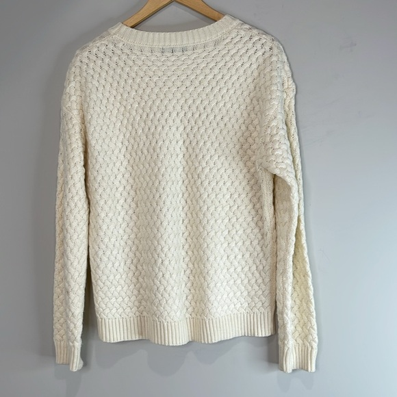 Shein Cream Basket Weave Knit Crew Neck Sweater Soft Long Sleeve L 8/10 - Picture 8 of 10